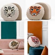 Round Cushion Cover Leopard Pillows Thread Embroidery Tiger Decorative Pillow 50 for Sofa Room Luxury Home Art Decor
