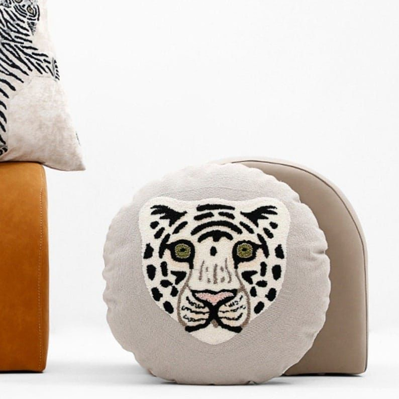 Extra Large White Tiger Round Throw Pillow Extra Large White Tiger Round Throw Pillow