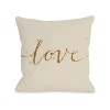 Love 18" x 18" Throw Pillow, Cream/Gold