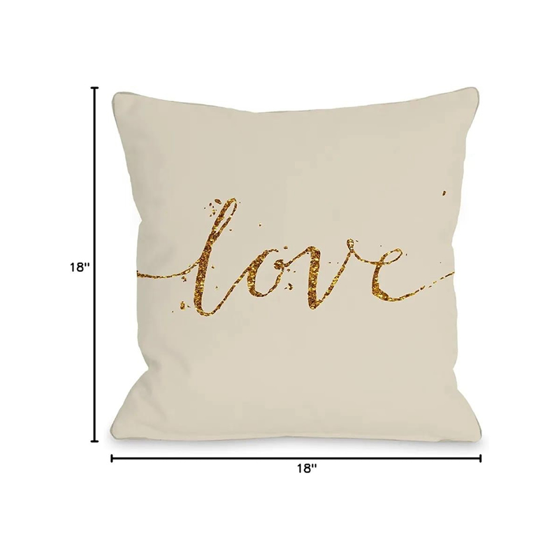 Love 18" x 18" Throw Pillow, Cream/Gold Love 18" x 18" Throw Pillow, Cream/Gold