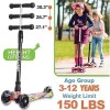 Scooters for Kids 3 Wheel Kick Scooter for Toddlers Girls & Boys, 4 Adjustable Height, Lean to Steer, Extra-Wide Deck, Light Up Wheels for Children from 3 to 14 Years Old.\