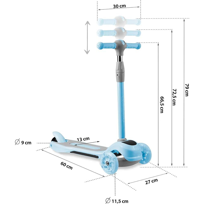 LOCO Ricokids LED Scooter City Folding Scooter 3 Wheels Light Blue. LOCO Ricokids LED Scooter City Folding Scooter 3 Wheels Light Blue.
