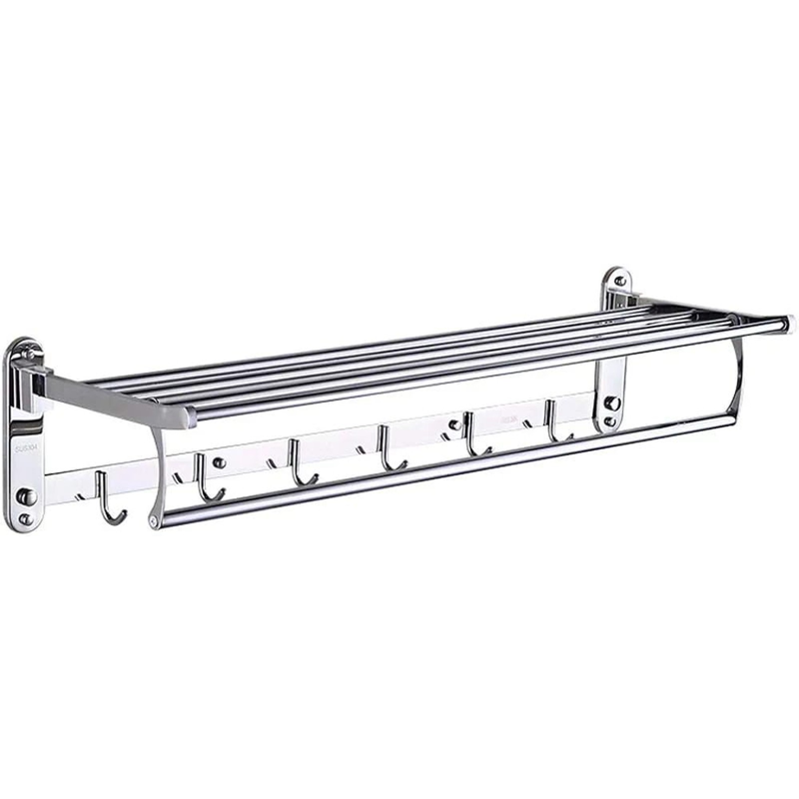 4080cm Stainless Steel Bathroom Towel Rack Shelf with Foldable Double