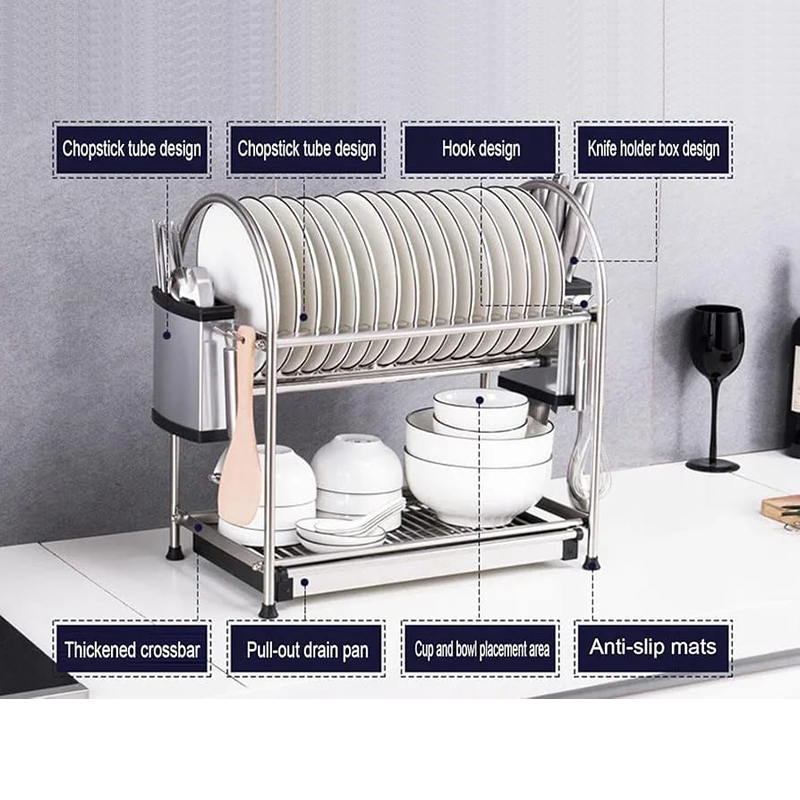 Stainless Steel Dish Drainer, Kitchen Storage Rack, The Bearing Capacity Is Strong And It Is Not Easy To Shake And Damage The Counter Organizer. Stainless Steel Dish Drainer, Kitchen Storage Rack, The Bearing Capacity Is Strong And It Is Not Easy To Shake And Damage The Counter Organizer.
