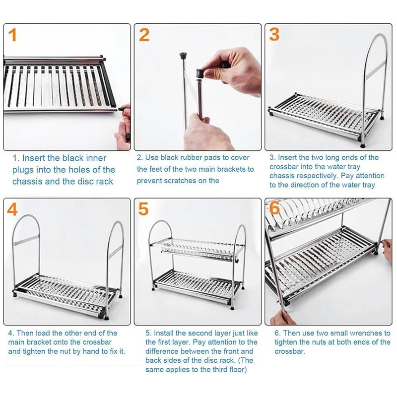 Stainless Steel Dish Drainer, Kitchen Storage Rack, The Bearing Capacity Is Strong And It Is Not Easy To Shake And Damage The Counter Organizer. Stainless Steel Dish Drainer, Kitchen Storage Rack, The Bearing Capacity Is Strong And It Is Not Easy To Shake And Damage The Counter Organizer.