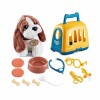 Hand Basket Lovely Dog Pet Cage Toys Pretend Play Food Feeding Animals Role Play Taking Care Plush Pet Dog Toys.