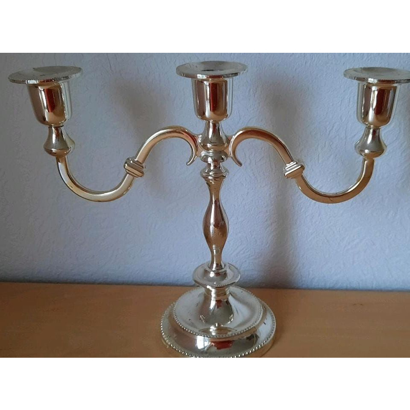 Three-armed candlestick candlestick silver plated.