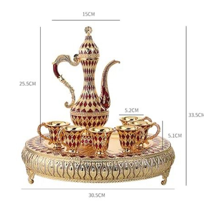 Handmade Turkish Coffee Set Teapot Tray And 6 Cups. Handmade Turkish Coffee Set Teapot Tray And 6 Cups.