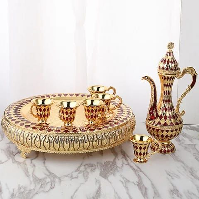 Handmade Turkish Coffee Set Teapot Tray And 6 Cups. Handmade Turkish Coffee Set Teapot Tray And 6 Cups.