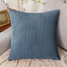 Throw Pillow Covers, 20x20 inch, 2 PCS Couch Pillow Cover, Soft Decorative Striped Corduroy Cushion Covers Square Pillowcase for Sofa Bed Chair Car Home Boho Decor Decoration, Dusty Blue