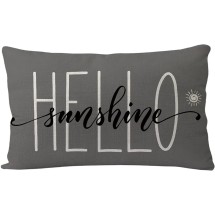 Hello Sunshine Pillow Cover Summer Grey Lumbar Cushion Cover Farmhouse Decorations Pillowcases for Sofa Couch Patio 12”x20”(Grey