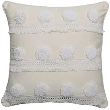 Throw Pillow Covers, Boho Style White Cushion Cover 45x45cm/30x50cm Pillow Cover Cotton Linen Tufted Tassles Pullow Case for Home decoration Sofa Bed Home Decor Decorations for Sofa Couch Bed Chair