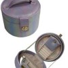 Bridesmaid Gift Boxes, Travel Organizer, Small Round Faux Leather, White, Pink.