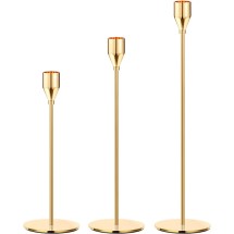 Gold Candle Holders Gold Taper Candle Holder Metal Candle Holder for Wedding, Dinning, Party, Fits 3/4 inch Thick Candle&Led Candles (Set of 3 Pcs)