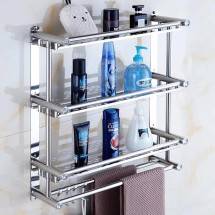 Towel Rack Towel Rack,Towel Rack,Wall-Mounted Towel Holder with Hooks,Bathroom Shelves,Kitchen Shelves,Bathroom Towel Rail/B-Three Layers-60Cm (Size : A-Three Layers-50Cm)